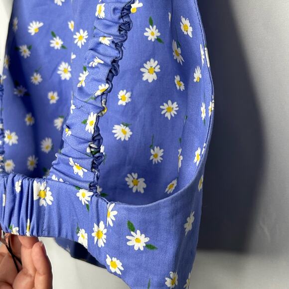 Zara daisy printed blue crop tank top womens size medium - Picture 4 of 7